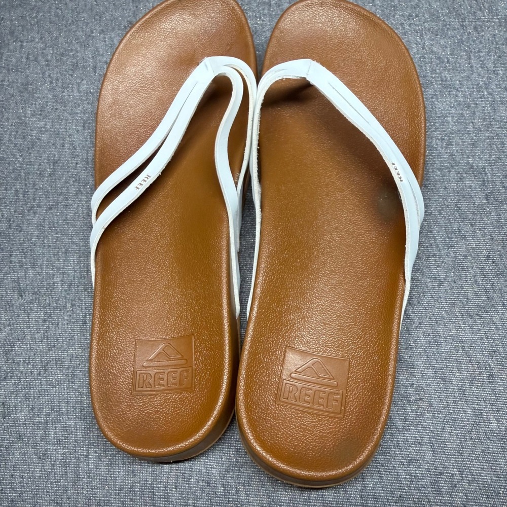 Reef Thong Flip Flop Beach Sandal White Tan - Picture 3 of 7